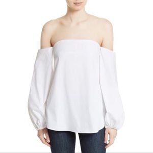 Theory Laureema Off The Shoulder Poplin Top Sz 8